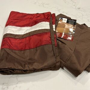 NEW B. Smith Tailored Linen Split Corners Bedskirt & Shams | Queen | Brown, Red